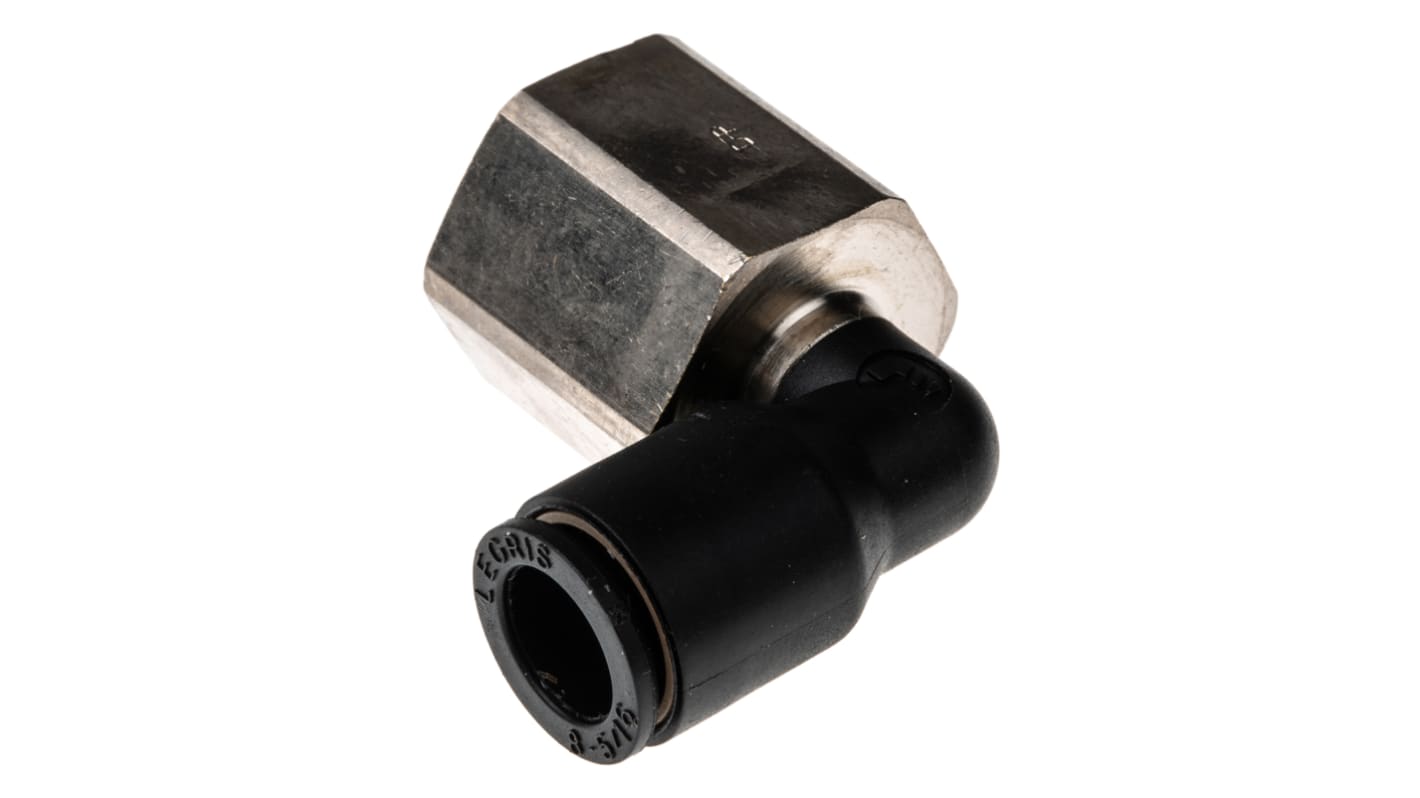 Legris LF3000 Series Elbow Threaded Adaptor, G 3/8 Female to Push In 8 mm, Threaded-to-Tube Connection Style