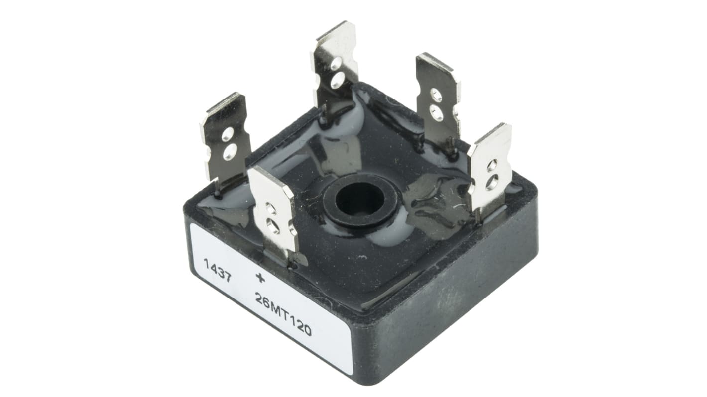 Vishay Brückengleichrichter, 3-phasig 25A 1200V THT 1.26V D 63 5-Pin 200μA Siliziumverbindung