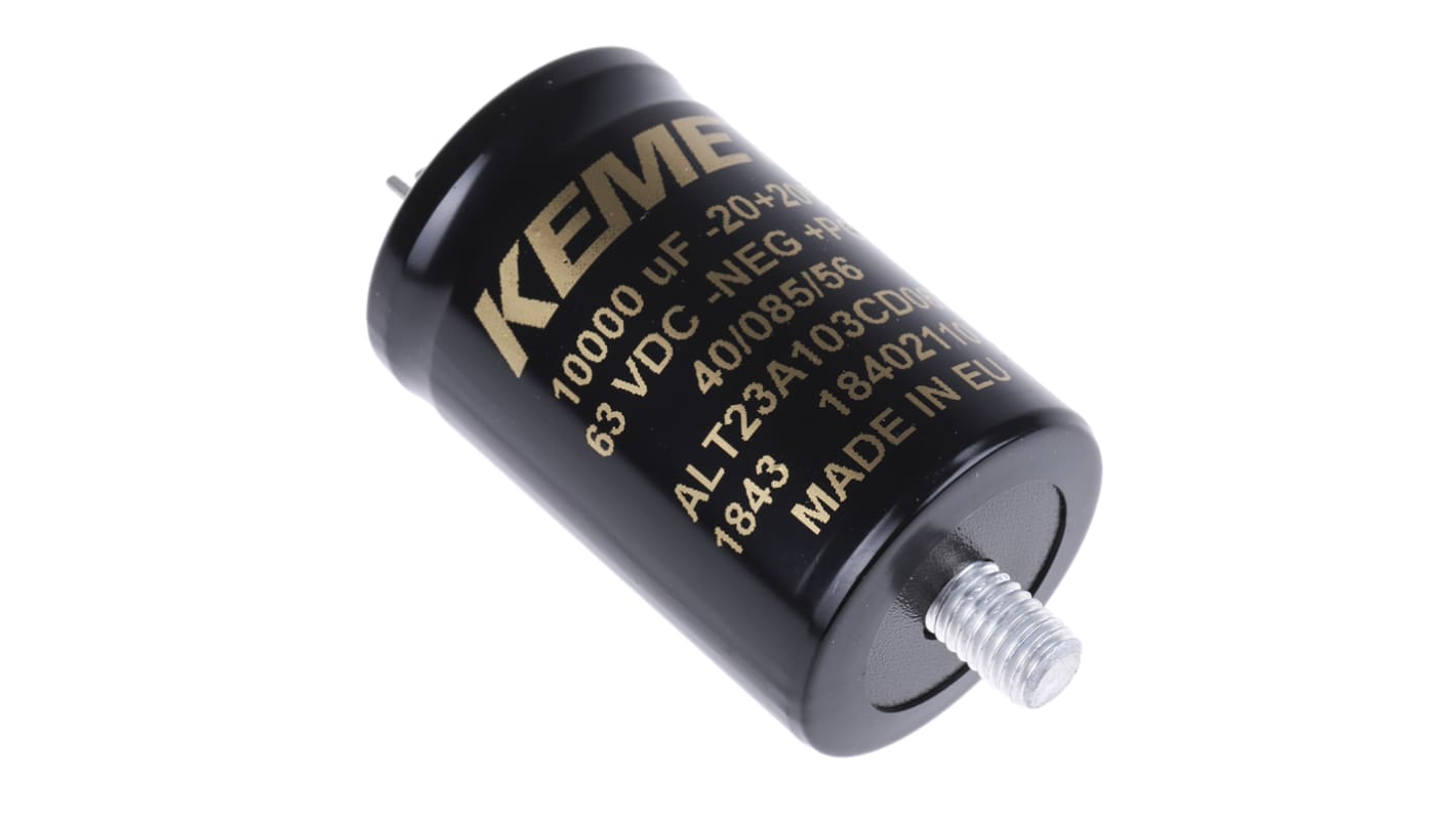 KEMET 10000μF Aluminium Electrolytic Capacitor 63V dc, Stud Mount - ALT23A103CD063