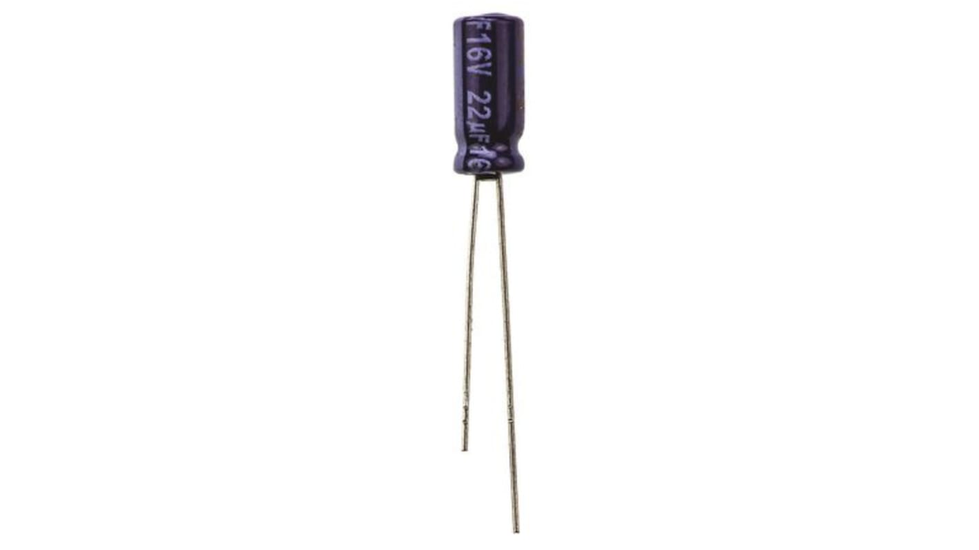 Panasonic 22μF Aluminium Electrolytic Capacitor 16V dc, Radial, Through Hole - ECA1CM220