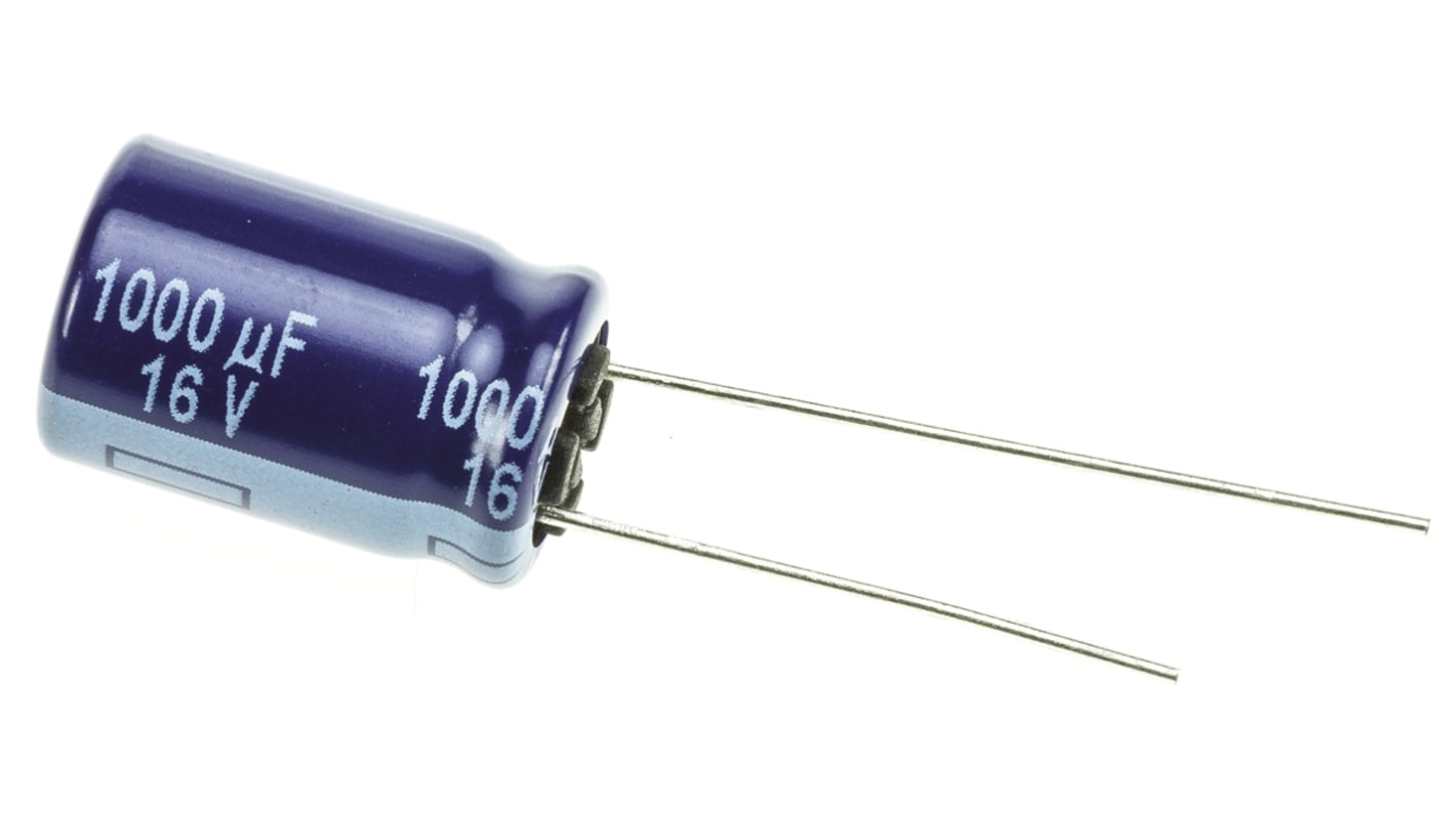 Panasonic 1000μF Aluminium Electrolytic Capacitor 16V dc, Radial, Through Hole - ECA1CM102