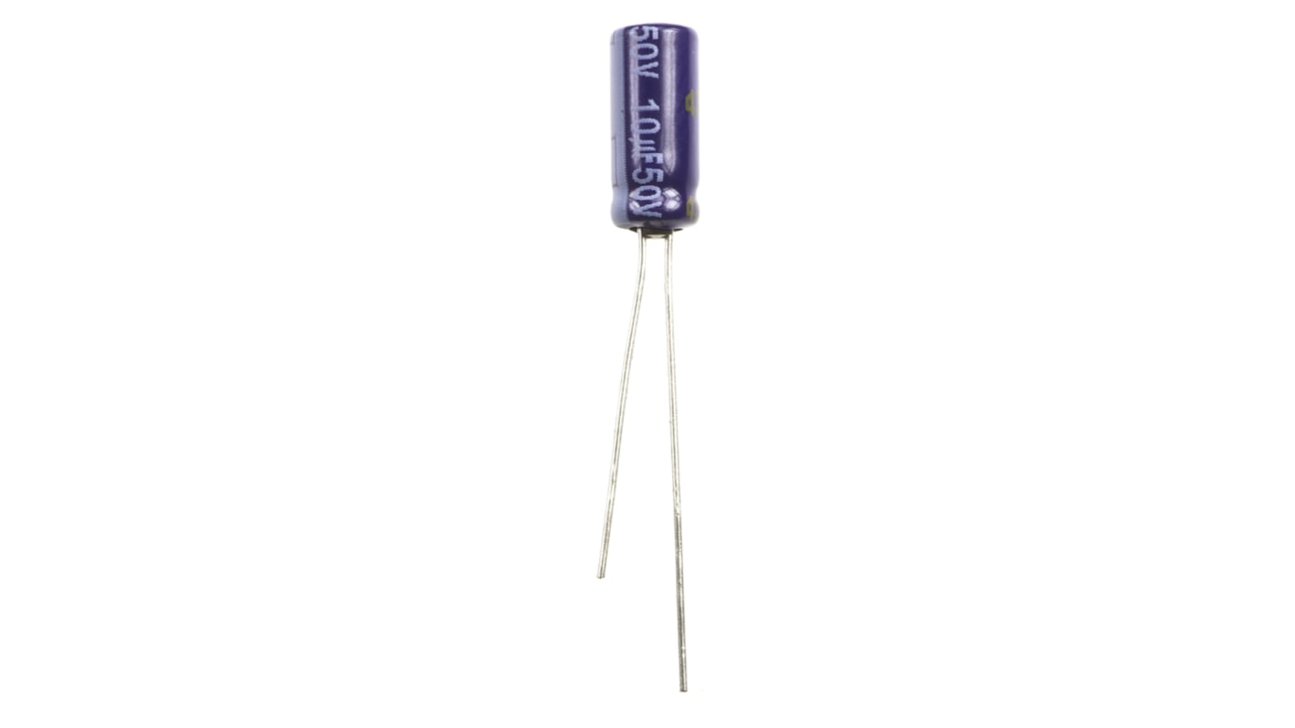 Panasonic 10μF Aluminium Electrolytic Capacitor 50V dc, Radial, Through Hole - ECA1HM100