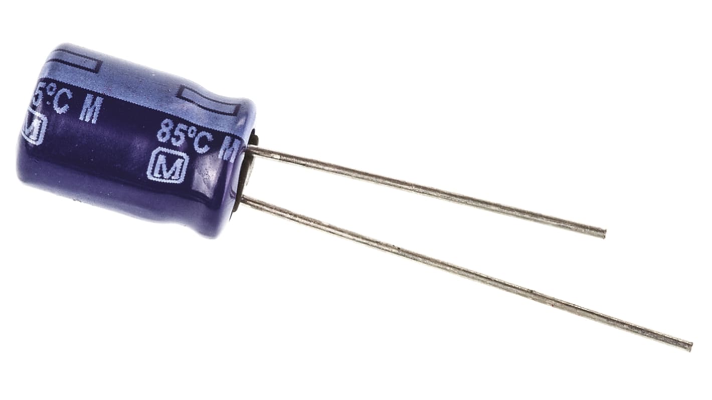 Panasonic M-A, THT Aluminium-Elektrolyt Kondensator 100μF ±20% / 50V dc, Ø 8mm x 11.5mm, +85°C