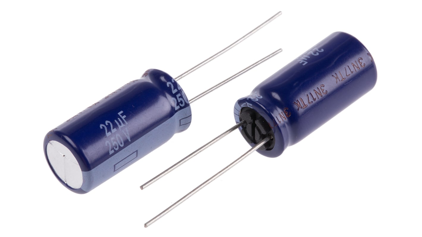 Panasonic 22μF Aluminium Electrolytic Capacitor 250V dc, Radial, Through Hole - ECA2EM220