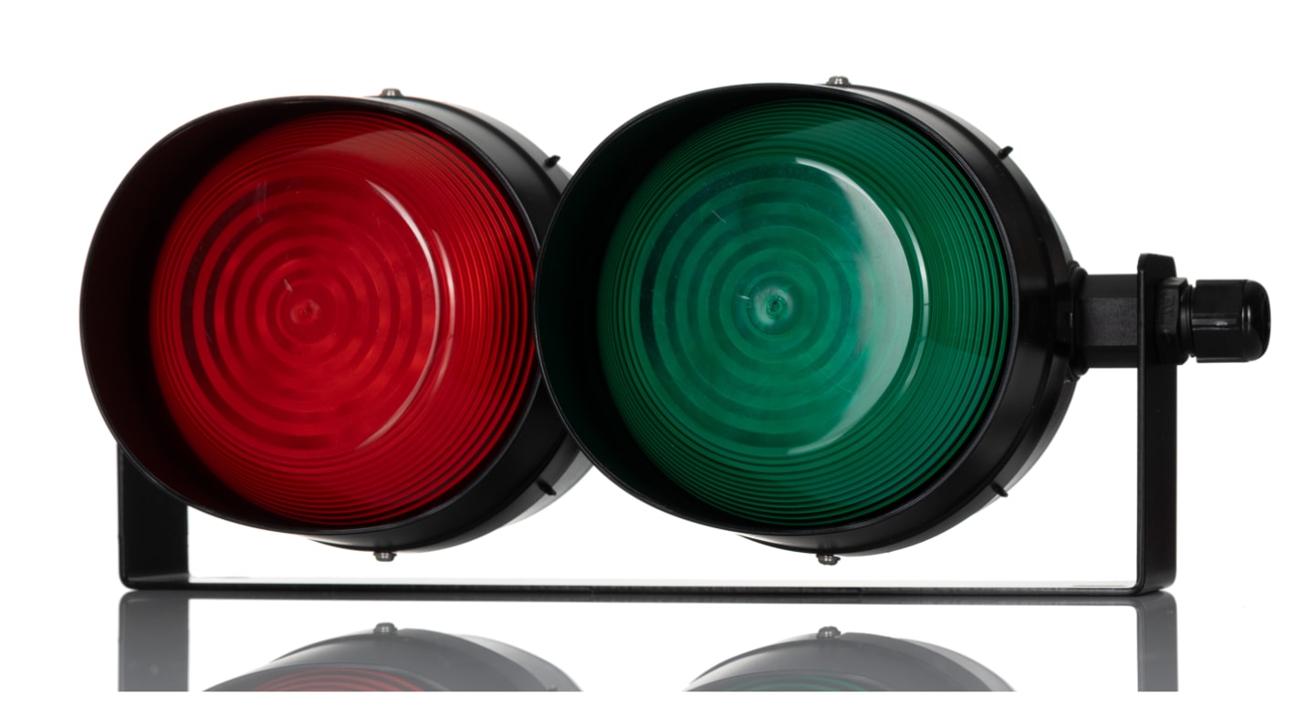 RS PRO Green, Red Traffic Light LED Beacon, 2 Lights, 20 → 30 V