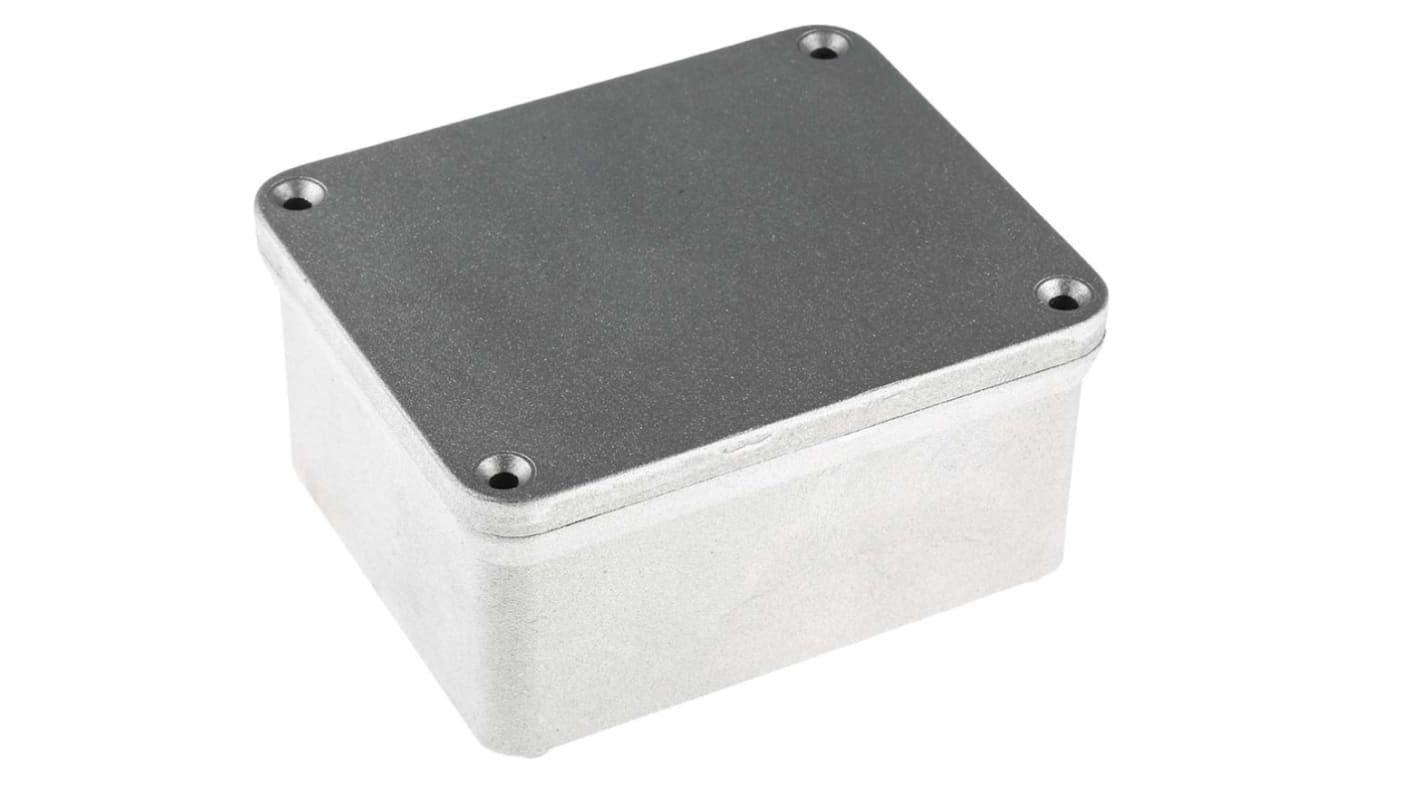 RS PRO Silver Die Cast Aluminium Enclosure, IP65, Silver Lid, 71 x 110 x 135mm