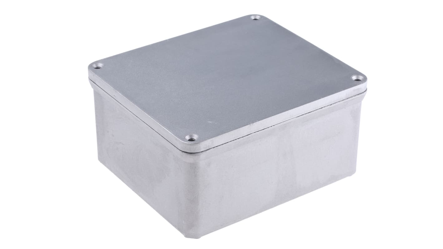 RS PRO Silver Die Cast Aluminium Enclosure, IP65, Silver Lid, 96 x 160 x 185mm