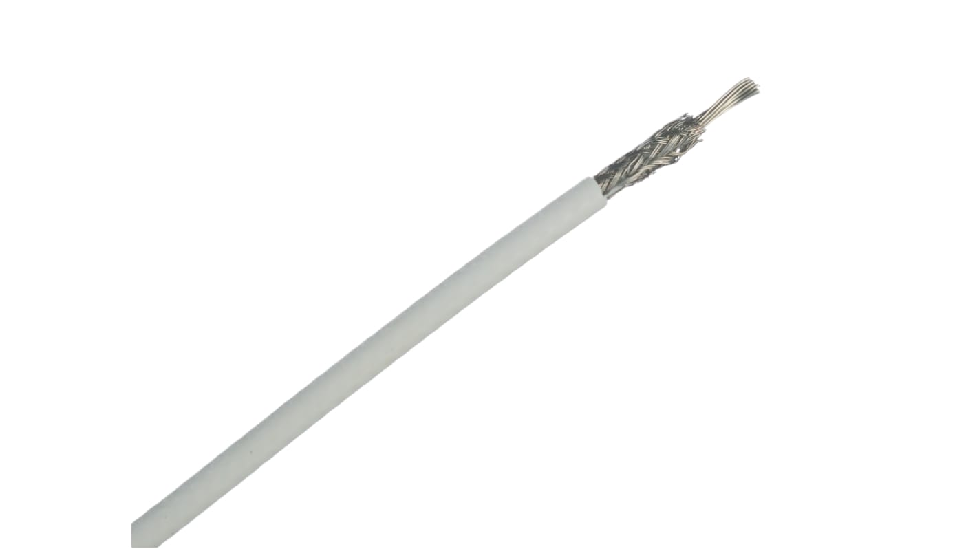 TE Connectivity Einzeladerleitung 0,96 mm², 18 AWG 100m Weiß Polyalkene isoliert Ø 2.74mm 19/0,25 mm Litzen