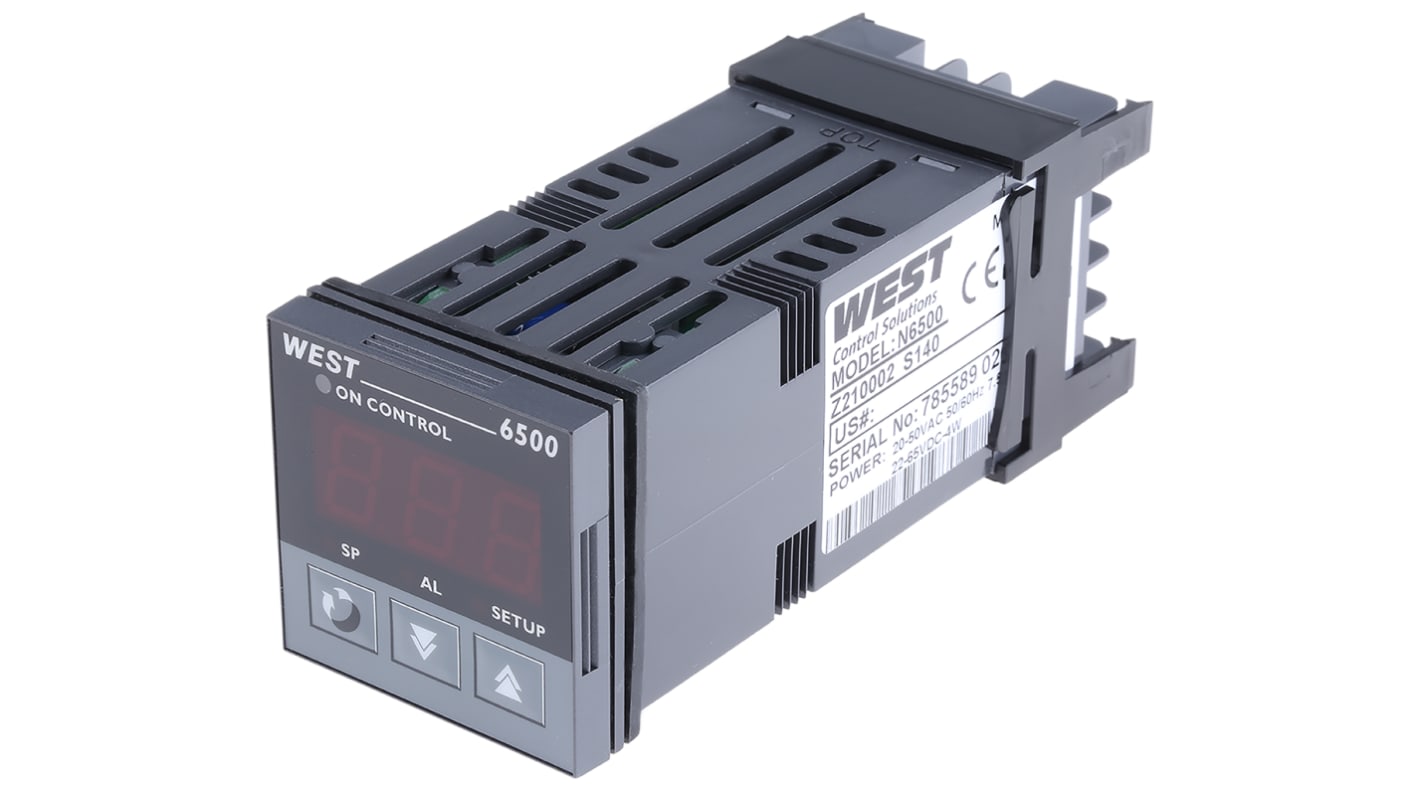 West Instruments PID temperaturregulator, ON/OFF med 1 Udgang Relæ Udgange, Størrelse: 48 x 48 (1/16 DIN)mm, 24