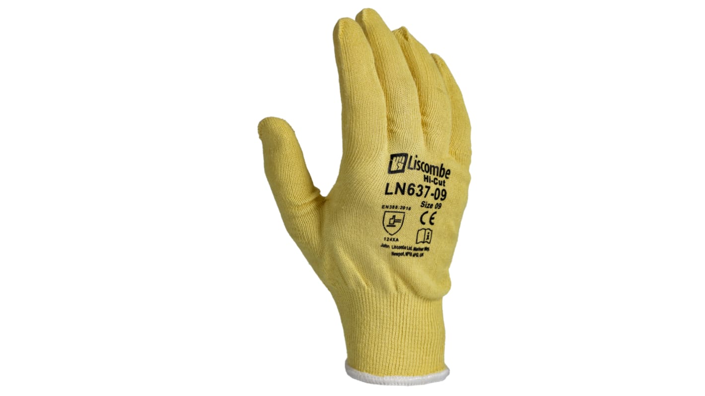 Liscombe White Kevlar Cut Resistant Work Gloves, Size 9, Large, Lightweight Seamless Knitted Levlar Coating