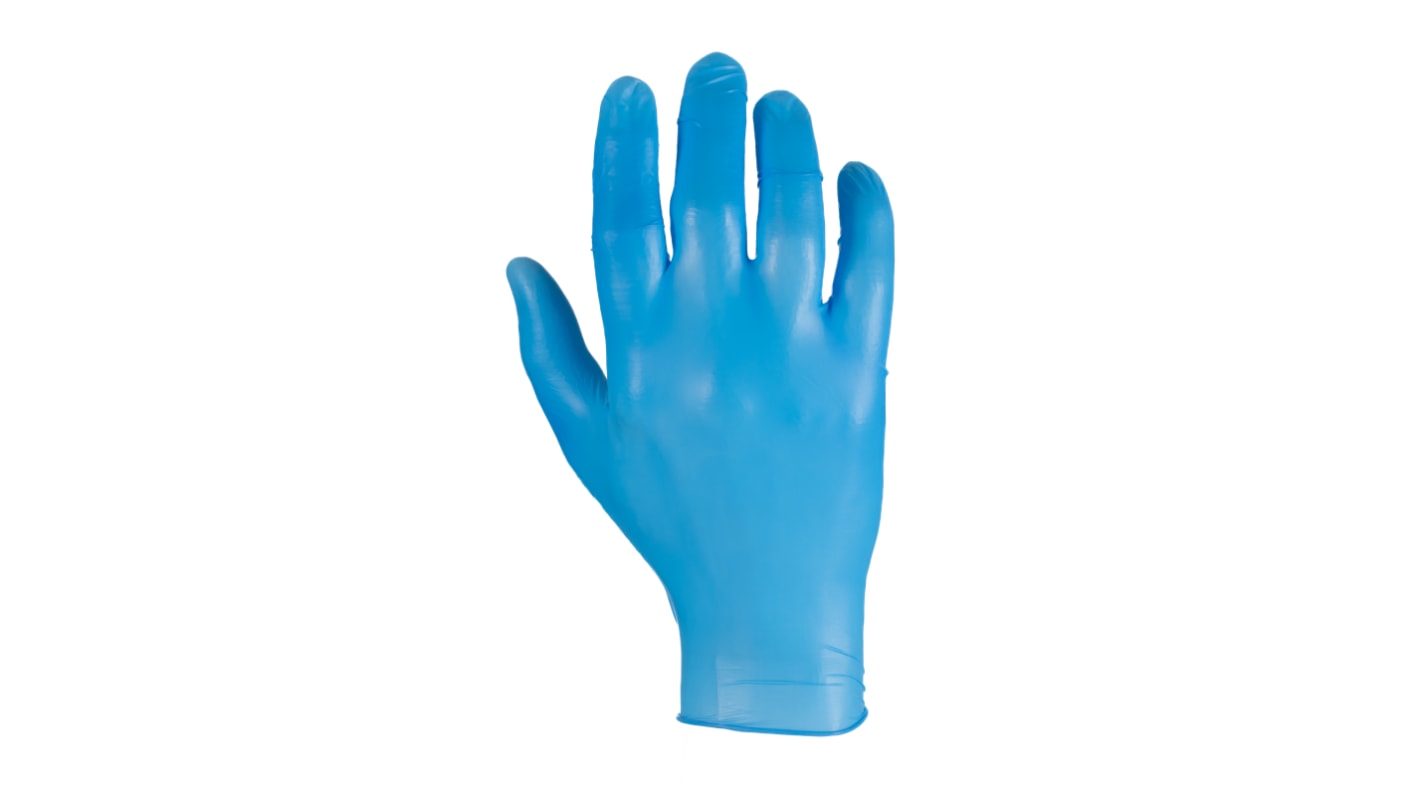 Guantes desechables Reldeen sin polvo de Vinilo Azul, talla 8, M, caja de 100 unidades