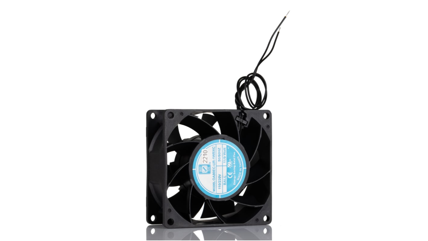 Ventilateur axial RS PRO 90 → 265 V c.a., 60 ± 10%cfm, 80 x 80 x 38mm, 10 ± 30%W