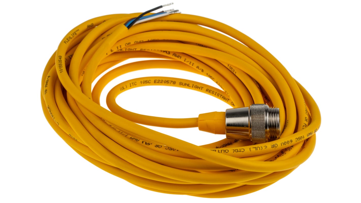 Turck Straight Male 4 way 7/8 in Circular to Unterminated Sensor Actuator Cable, 5m