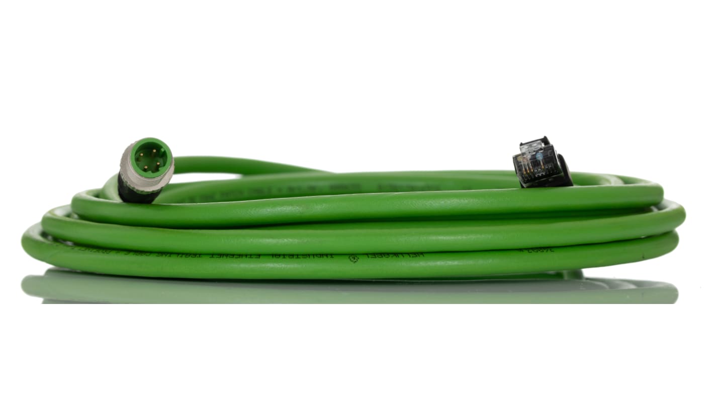 Turck RSSD-RJ45S-4416 Ethernetkabel Cat.5e, 5m, Grün Patchkabel, A M12 Aluminiumfolie mit einer Geflechtabschirmung aus