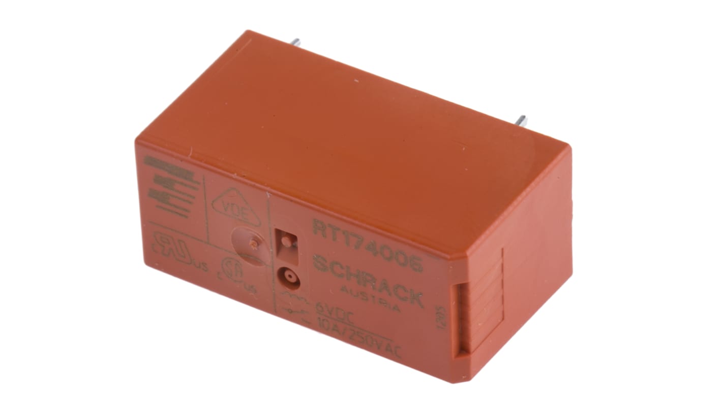 TE Connectivity PCB Mount Non-Latching Relay, 6V dc Coil, 10A Switching Current, SPDT