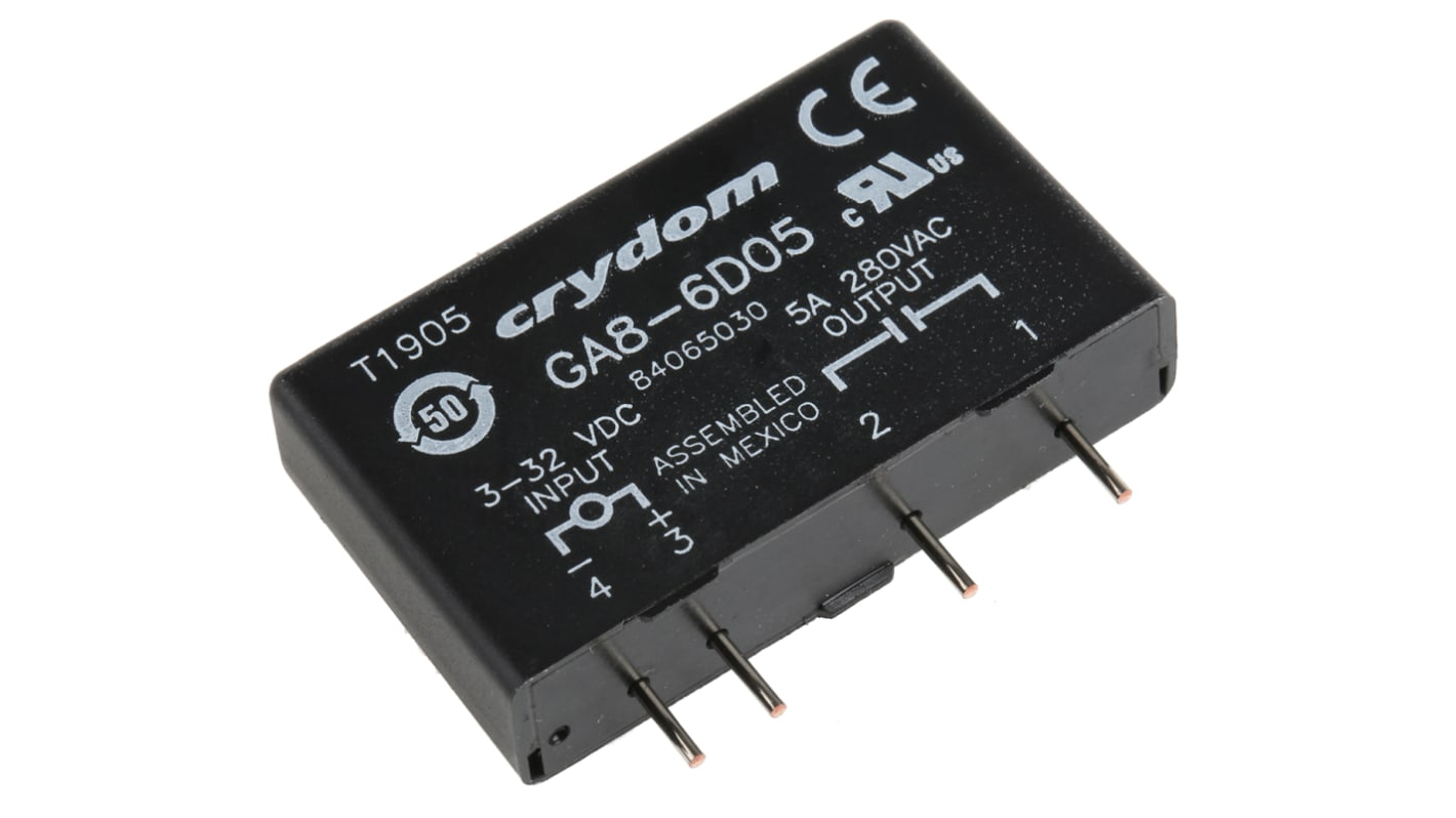 Sensata / Crydom GA8 Series Solid State Relay, 5 A Load, PCB Mount, 280 V rms Load, 28 V dc Control