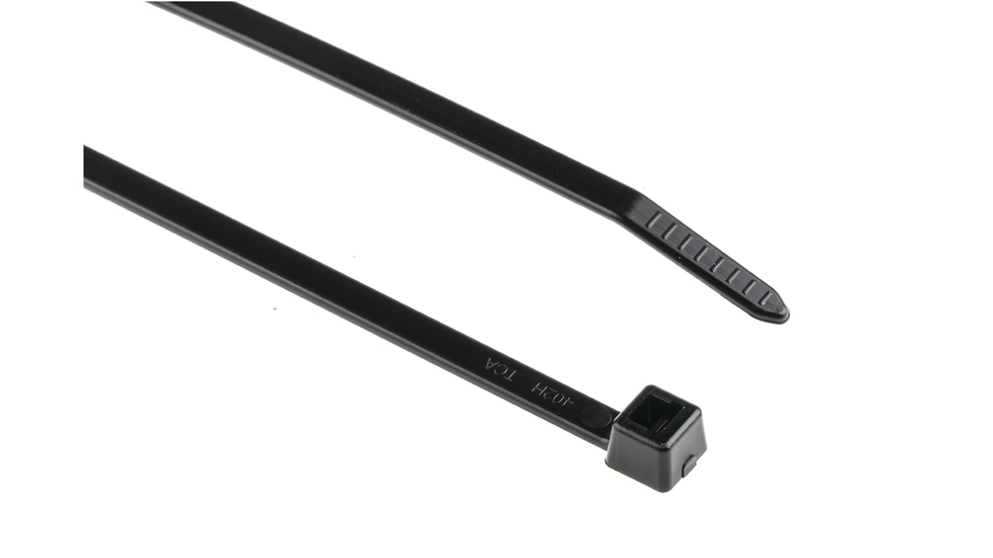 HellermannTyton Cable Tie, Inside Serrated, 210mm x 4.7 mm, Black Polyamide 6.6 (PA66), Pk-100