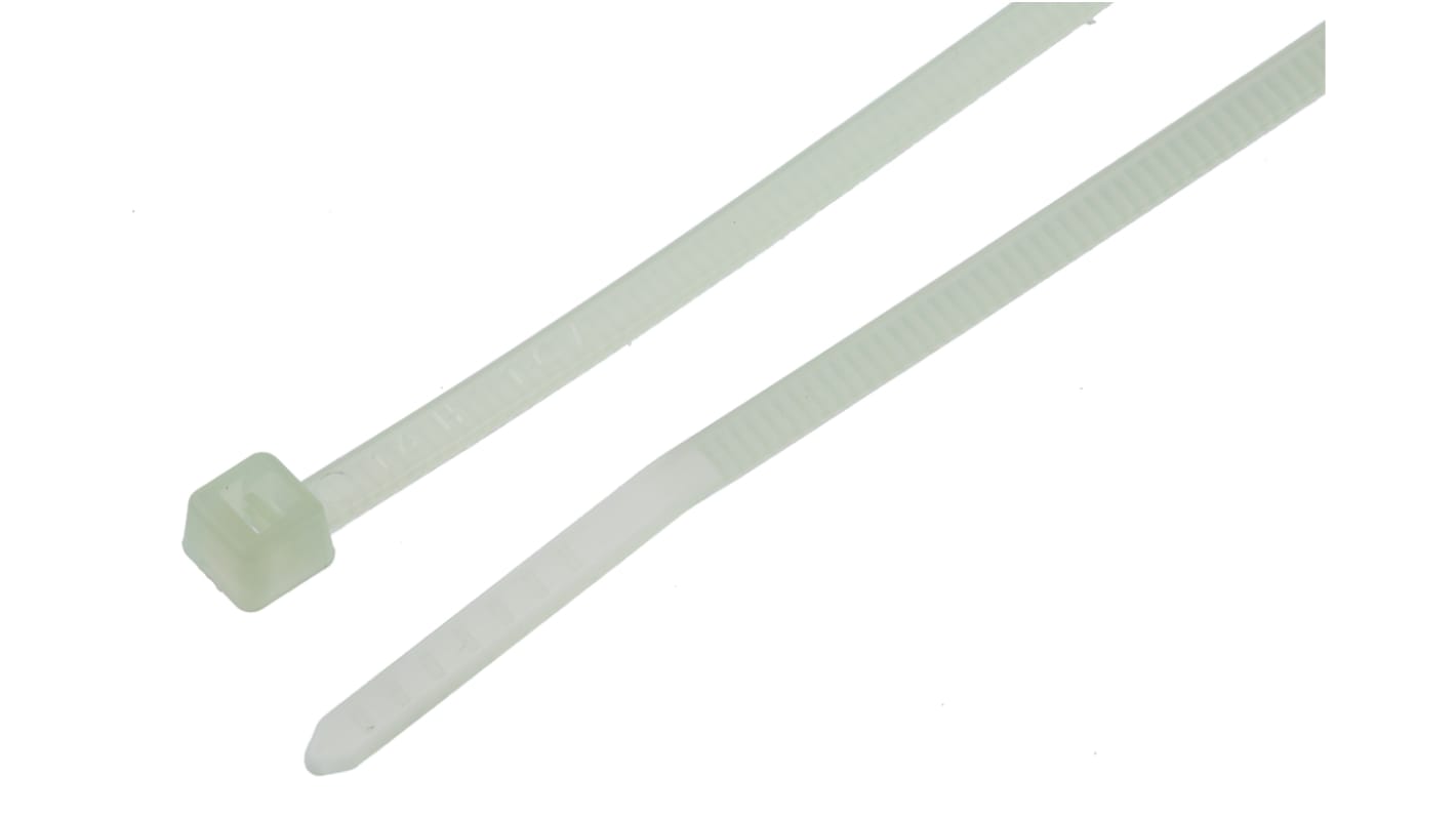 HellermannTyton Cable Tie, Inside Serrated, 140mm x 2.5 mm, Natural Polyamide 6.6 (PA66), Pk-100