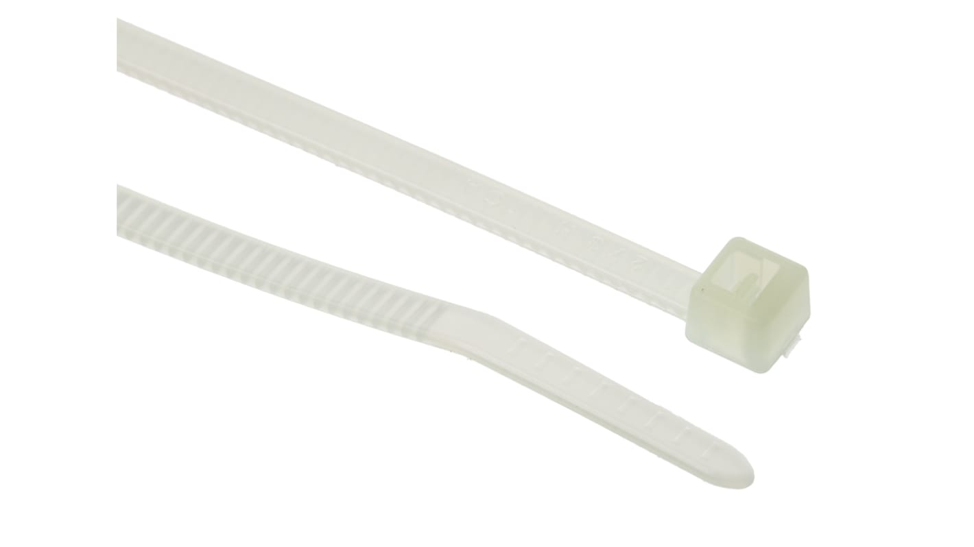 HellermannTyton Cable Tie, Inside Serrated, 150mm x 3.5 mm, Natural Polyamide 6.6 (PA66), Pk-100