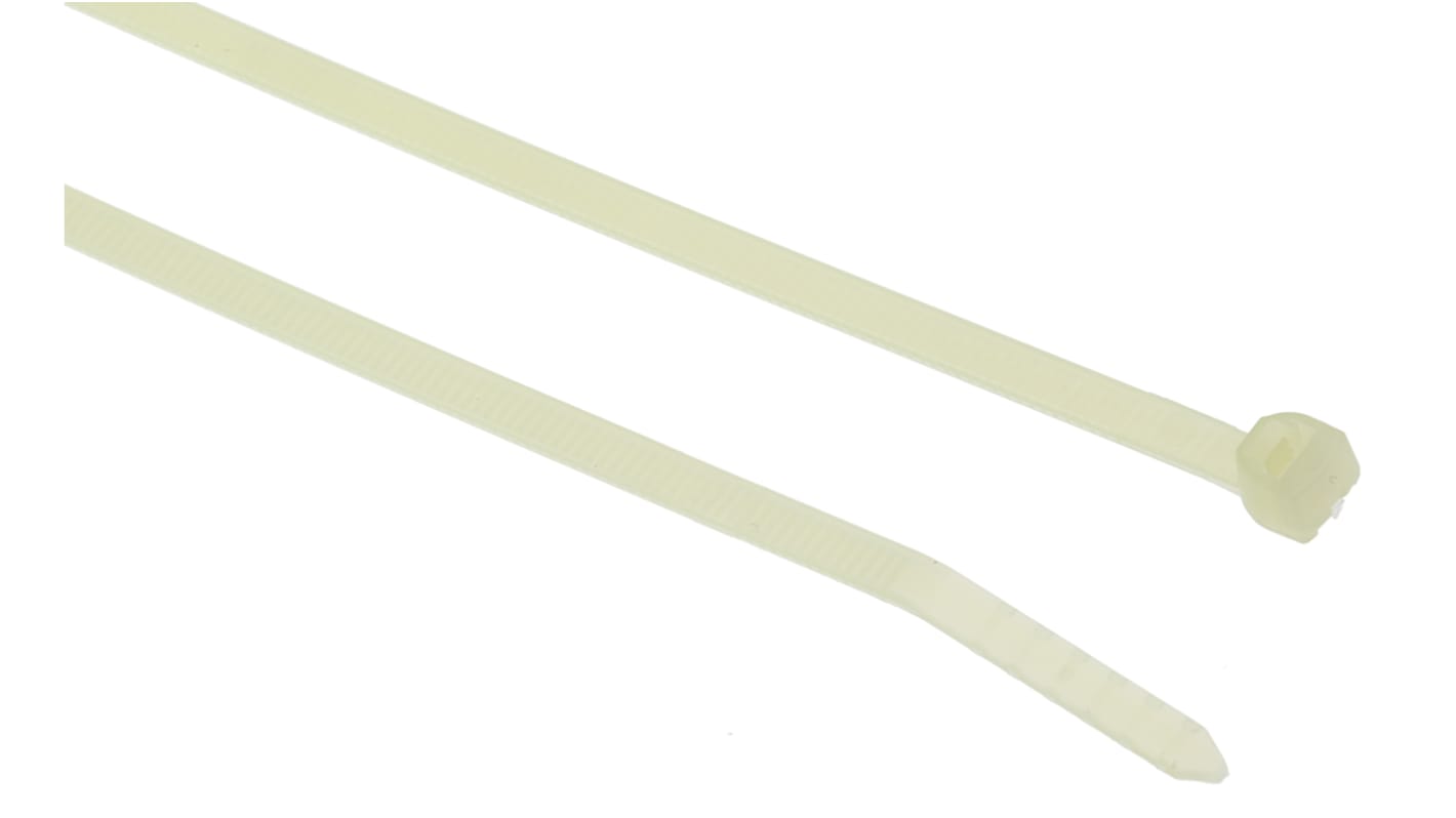 HellermannTyton Cable Tie, Inside Serrated, 290mm x 3.5 mm, Natural Polyamide 6.6 (PA66), Pk-100