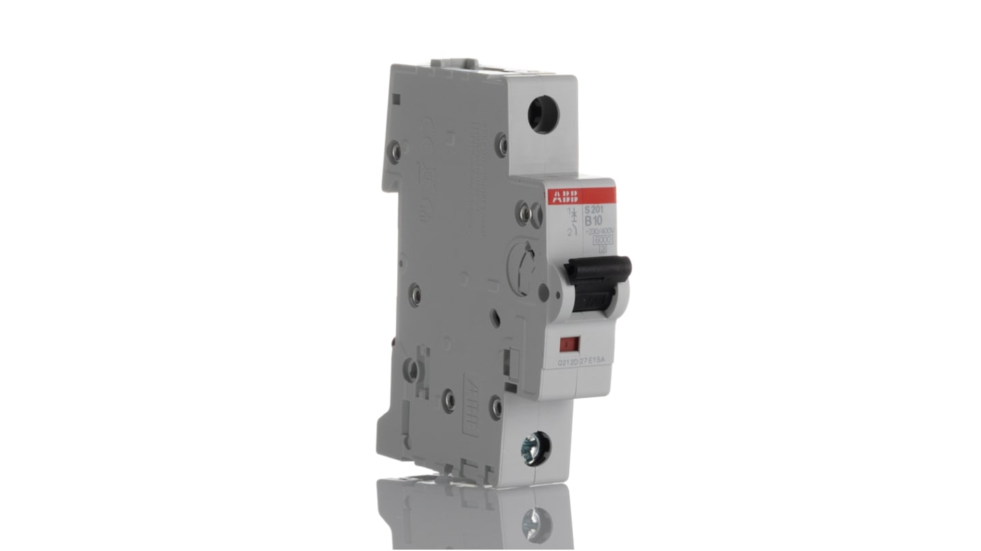 ABB System Pro M Compact S200 MCB, 1P, 10A Curve B, 230 V, 400 V AC, 10 kA Breaking Capacity