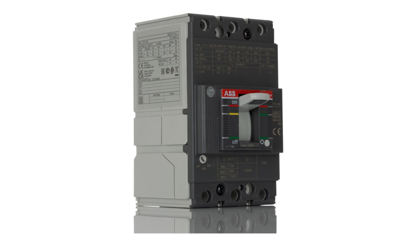 1SDA067397R1 XT1C 160 TMD 100A FF ABB, SACE Tmax XT MCCB Molded Case Circuit Breaker 3P 100A