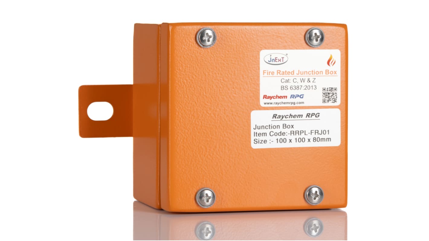 RS PRO Orange Steel Junction Box, IP65, 100 x 100 x 80mm