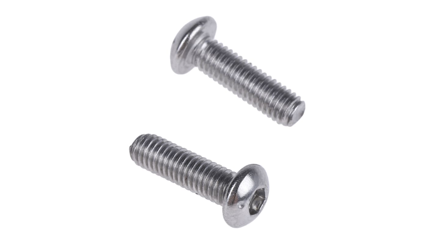 Vite a brugola con testa bombata esagonale RS PRO, M3, L. 8mm, in Acciaio inox