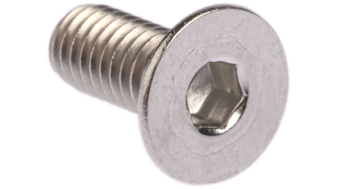 RS PRO Plain Stainless Steel Hex Socket Countersunk Screw, DIN 7991, M4 x 10mm