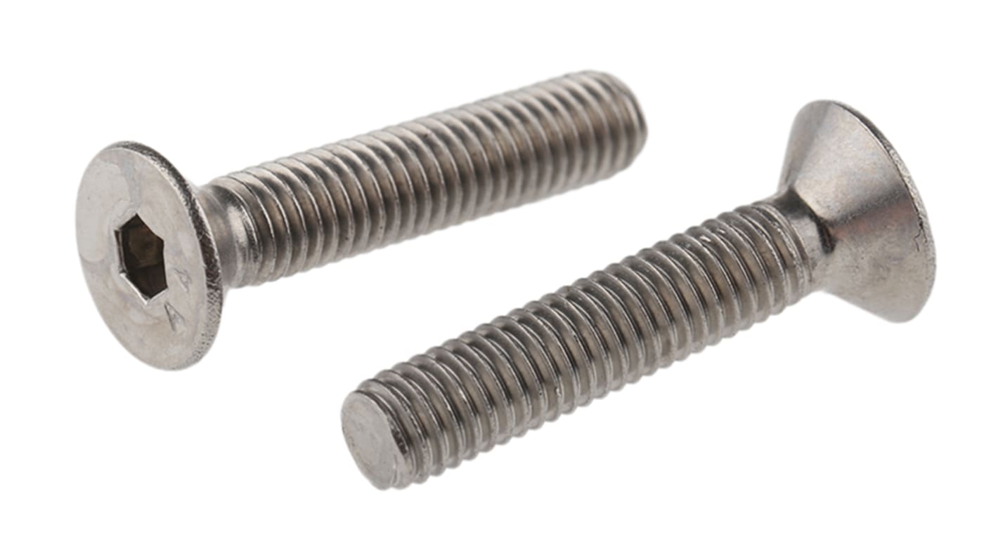 RS PRO Plain Stainless Steel Hex Socket Countersunk Screw, DIN 7991, M5 x 25mm