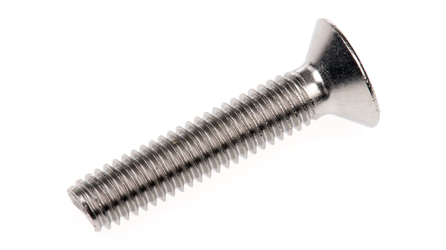 RS PRO Plain Stainless Steel Hex Socket Countersunk Screw, DIN 7991, M6 x 30mm