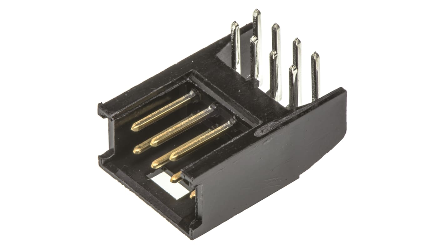 TE Connectivity AMPMODU MOD II Series Right Angle Through Hole PCB Header, 8 Contact(s), 2.54mm Pitch, 2 Row(s),
