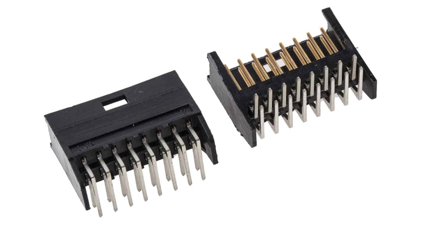 Conector macho para PCB Ángulo de 90° TE Connectivity serie AMPMODU MOD II de 16 vías, 2 filas, paso 2.54mm, para