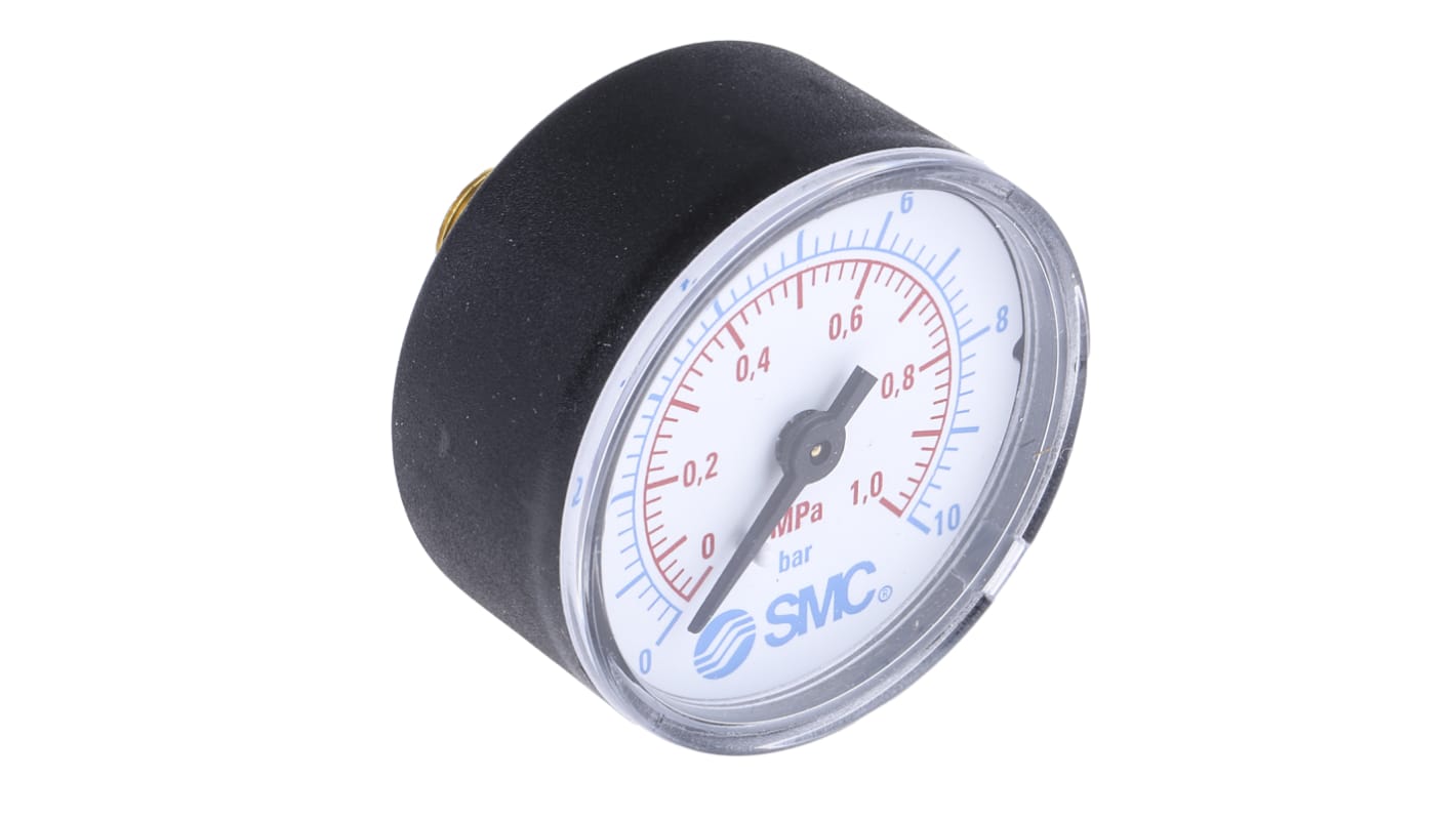 SMC Analogue Pressure Gauge 10bar Back Entry, K41050, 0bar min. RS