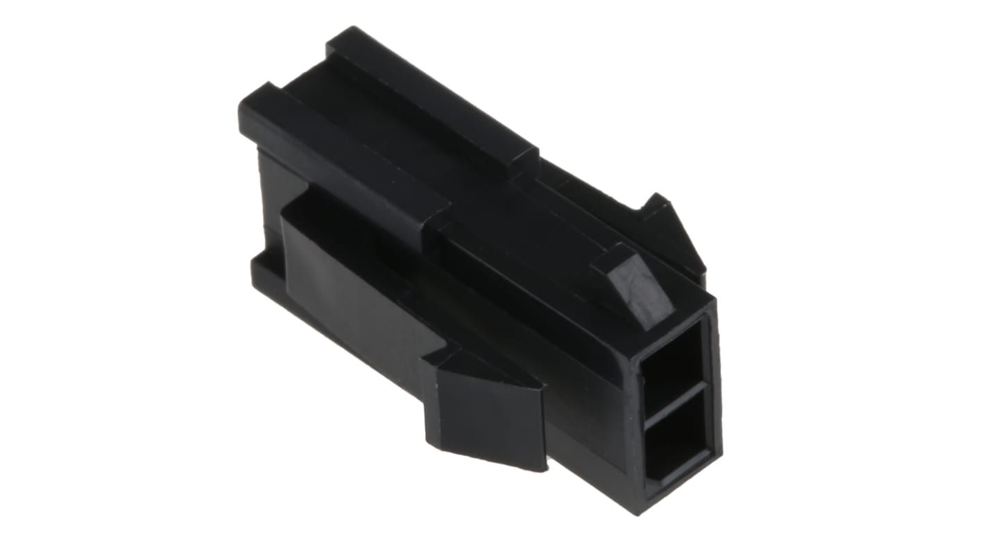 Carcasa de conector Molex 43020-0200, Serie Micro-Fit 3.0, paso: 3mm, 2 contactos, 2 filas, Recto, Macho, Montaje en