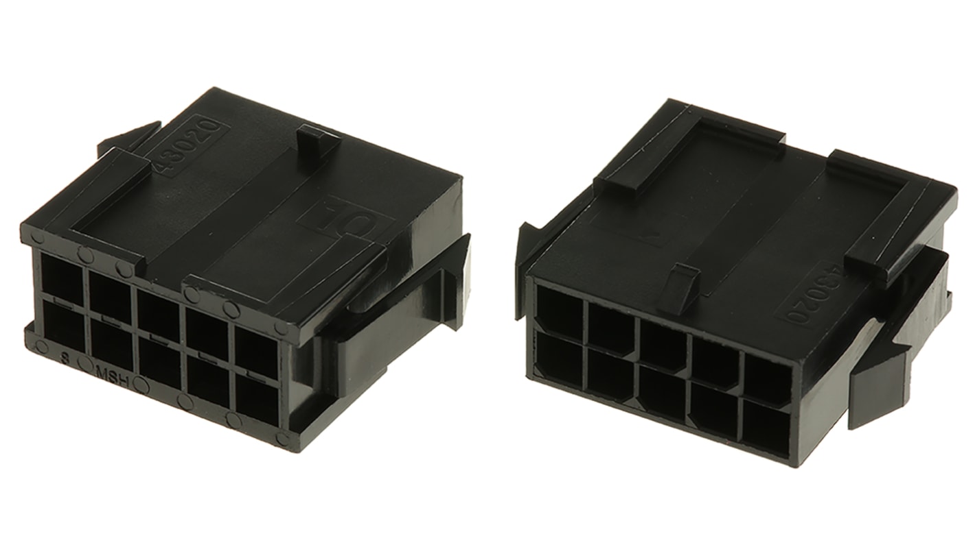 Molex Micro-Fit 3.0 Steckverbindergehäuse Stecker 3mm, 10-polig / 2-reihig Gerade, Tafelmontage für