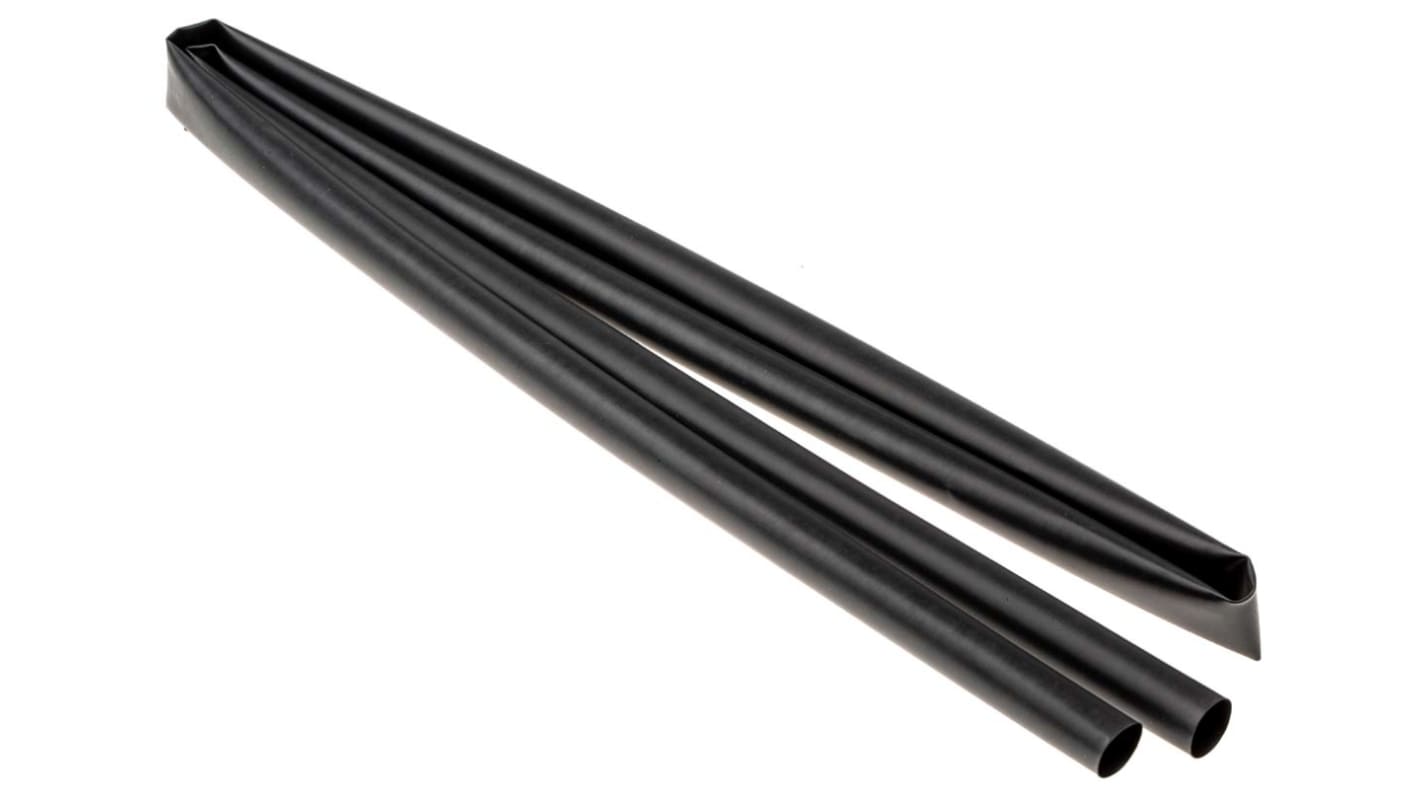 TE Connectivity Heat Shrink Tubing, Black 12mm Sleeve Dia. x 1.2m Length 3:1 Ratio, RNF-3000 Series