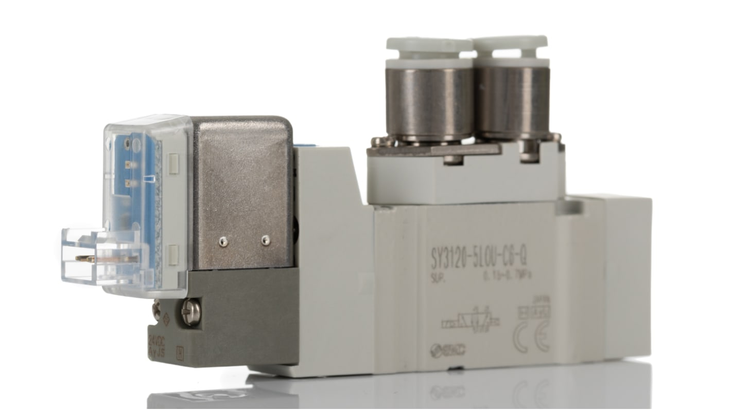 SMC SY3000 Pneumatik-Steuerventil 5/2 Einzelplatzinstallation, Magnet/Pneumatisch-betätigt 24V dc
