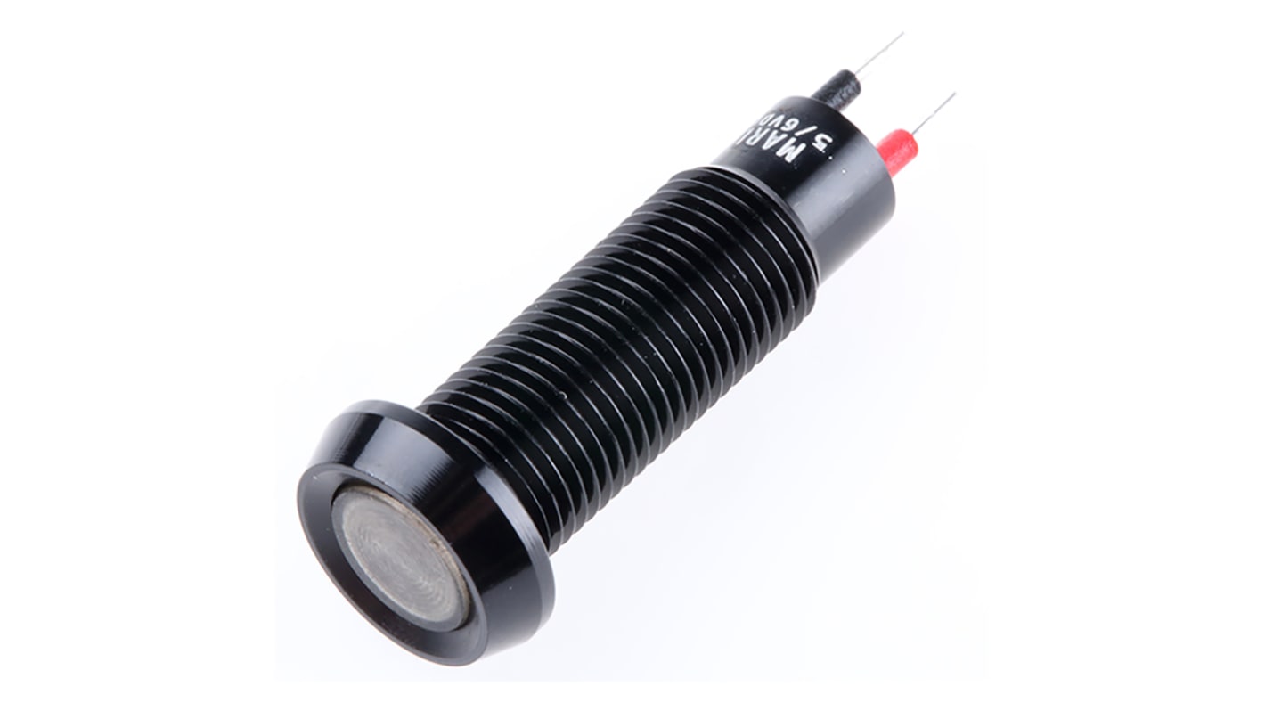 Indicador LED Marl, Rojo, lente rebajada, marco Negro, Ø montaje 8.1mm, 5V dc, 20mA