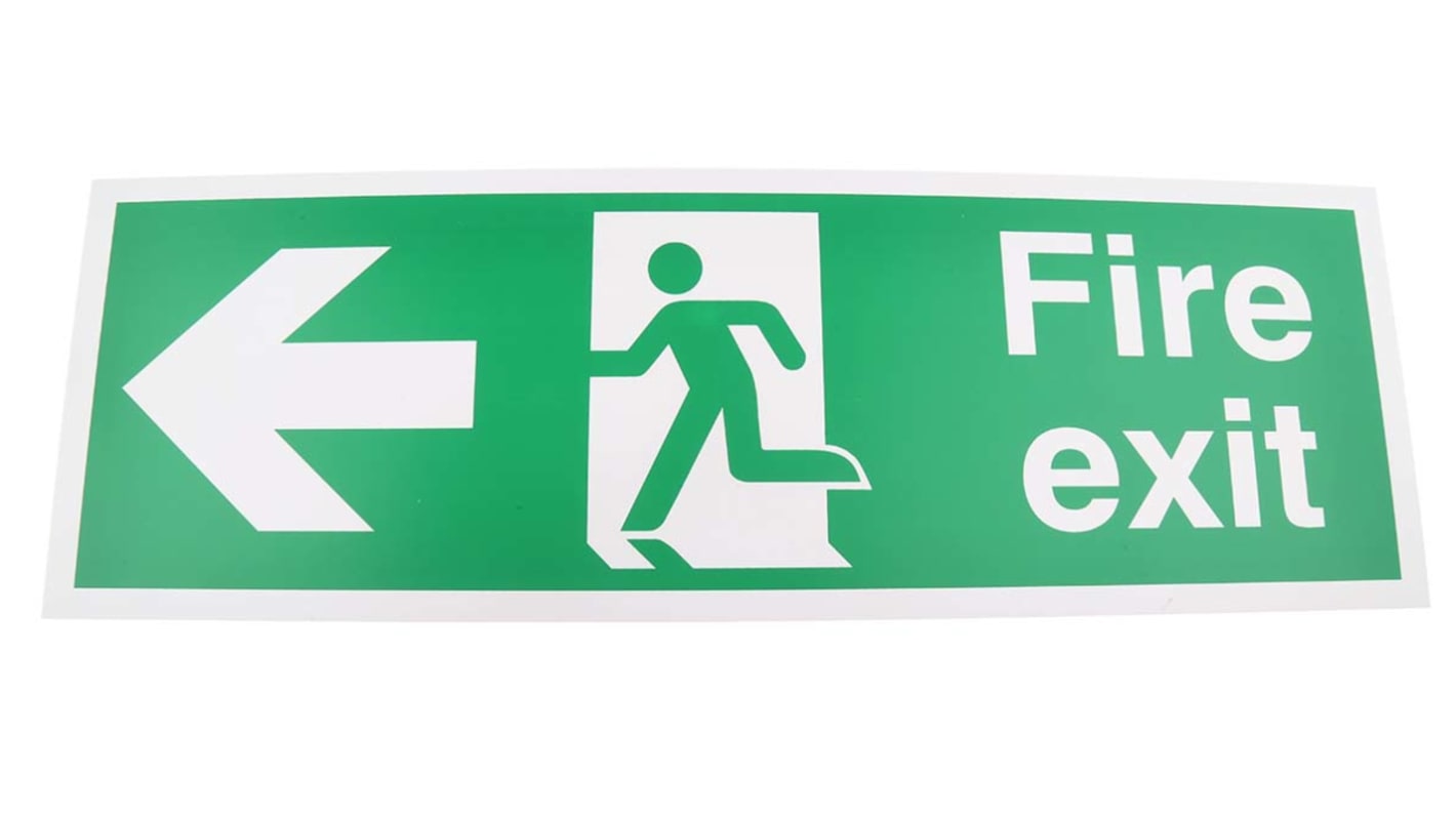 RS PRO Englisch Starrer Kunststoff Grün/Weiß Schild Notausgangsschild, Fire Exit