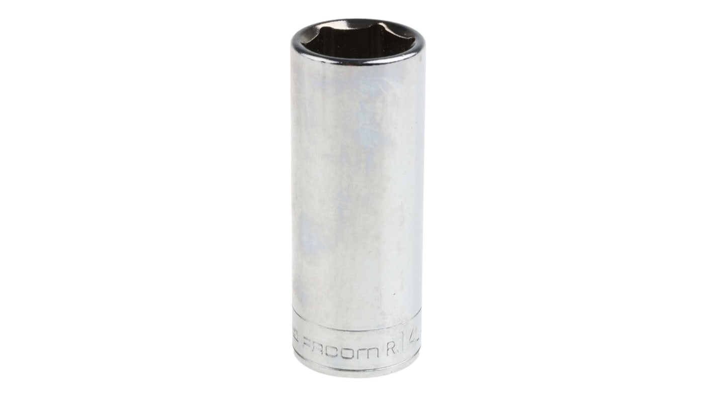 Facom 1/4 in Drive 14mm Deep Socket, 6 point, 50.5 mm Overall Length