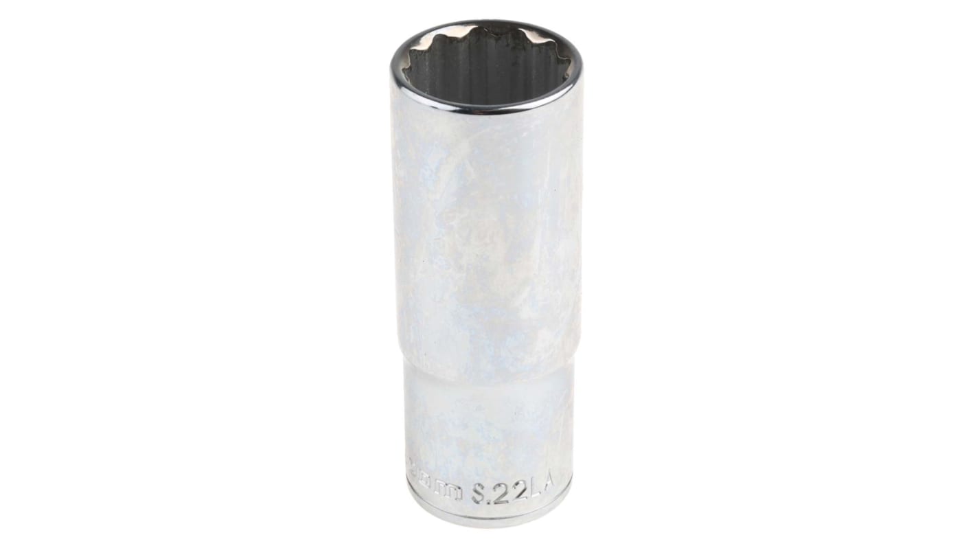 Facom 1/2 in Drive 22mm Deep Socket, 12 point, 77 mm Overall Length