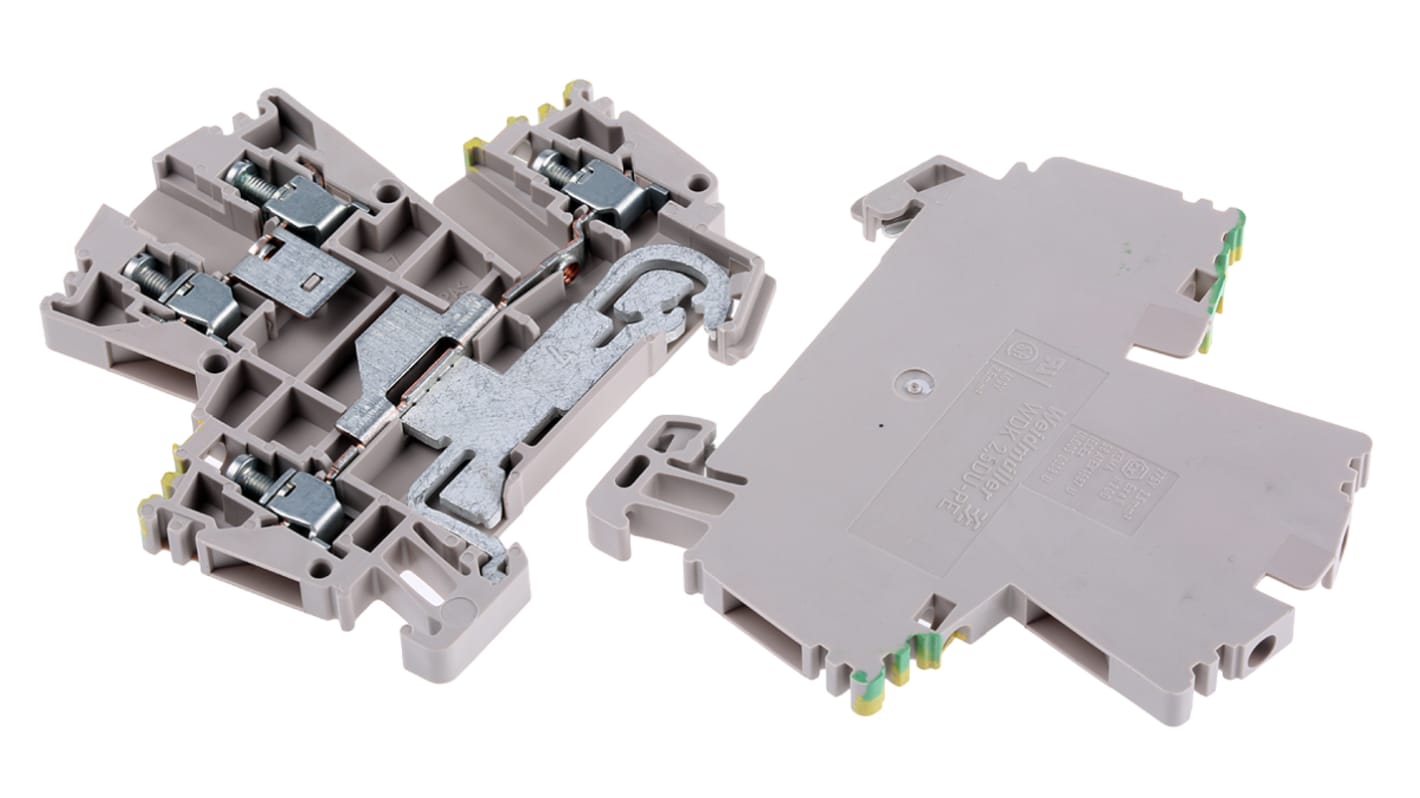 Morsettiera di terra Weidmuller, 4 vie, 22 → 12 AWG, WDK 2.5DU-PE a doppio livello