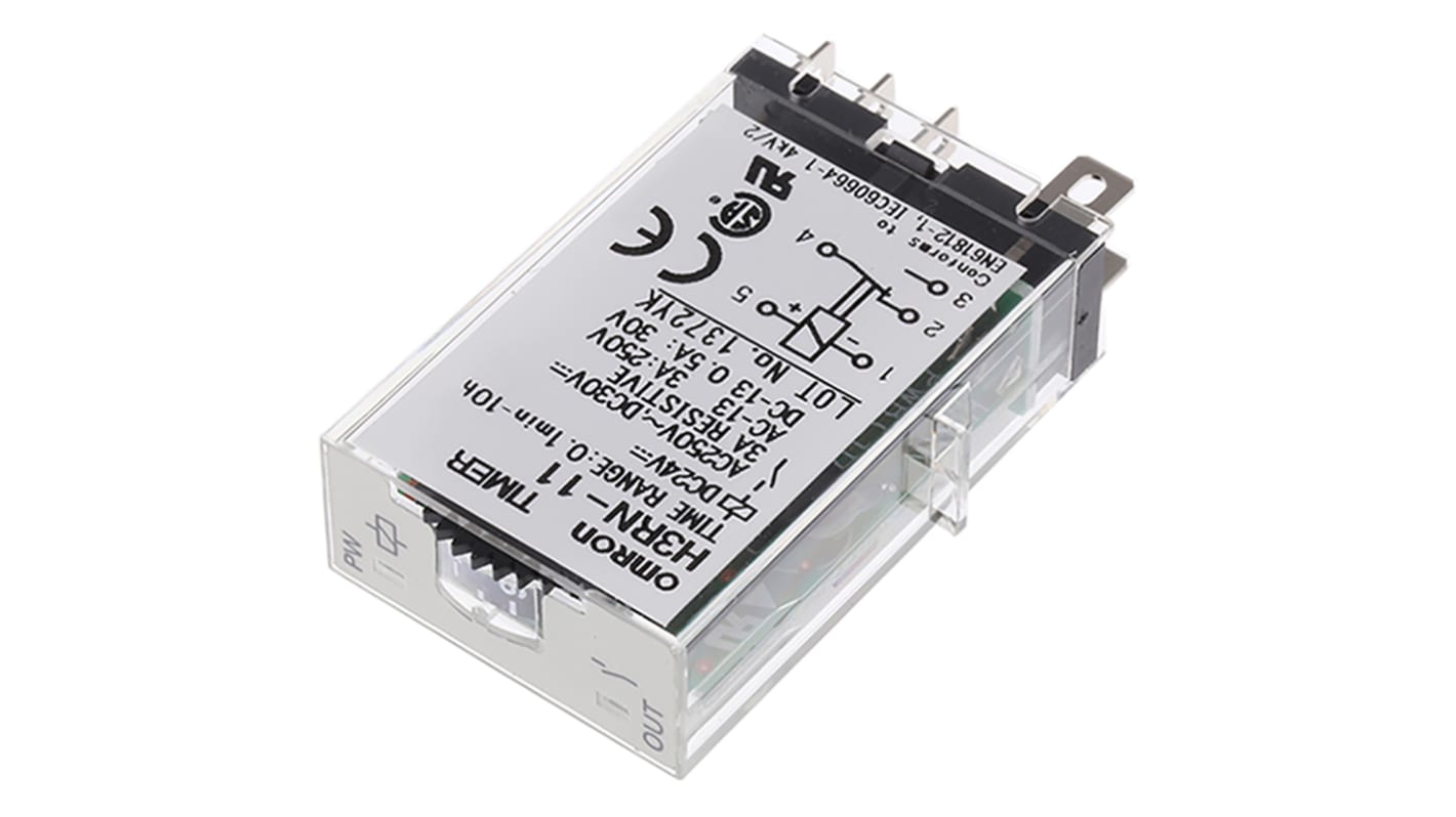 Omron H3RN Series Plug In Timer Relay, 24V dc, 1-Contact, 0.1 min → 10h