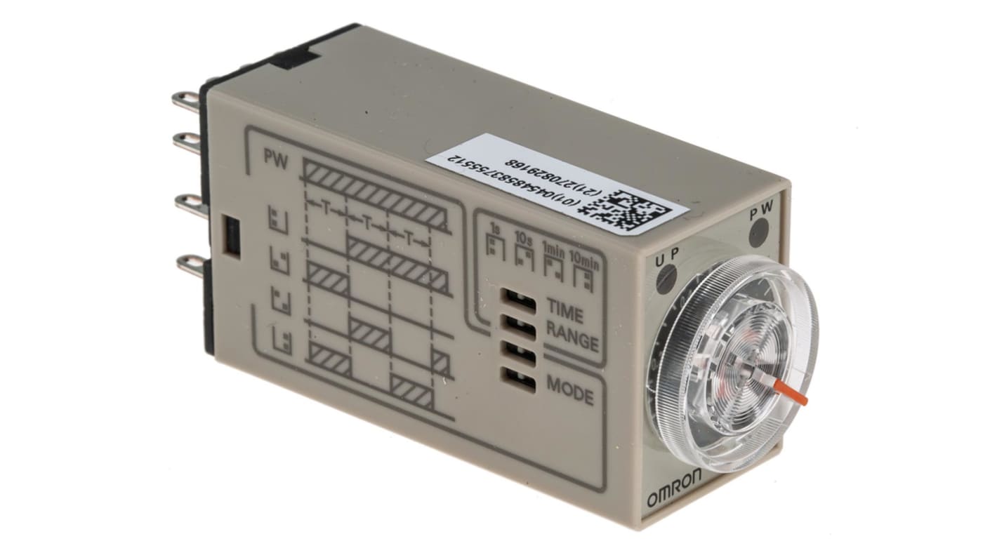 Omron H3YN Series DIN Rail, Panel Mount Timer Relay, 24V dc, 4-Contact, 0.1 s → 10min, 4PST