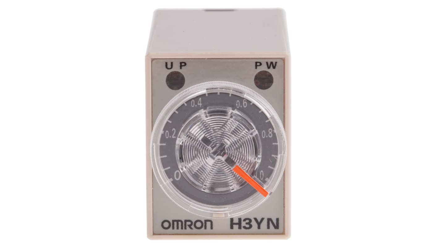 Omron H3YN Zeitrelais, DIN-Schiene, Tafelmontage, 0.1 s → 10min, 24V ac, 4 Kont. Multifunktion