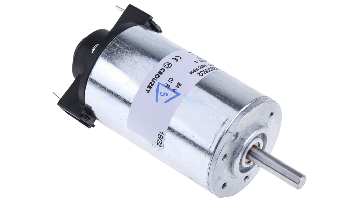 Crouzet Brushed DC Motor, 22 W, 24 V dc, 70 mNm, 3070 rpm, 6mm Shaft Diameter