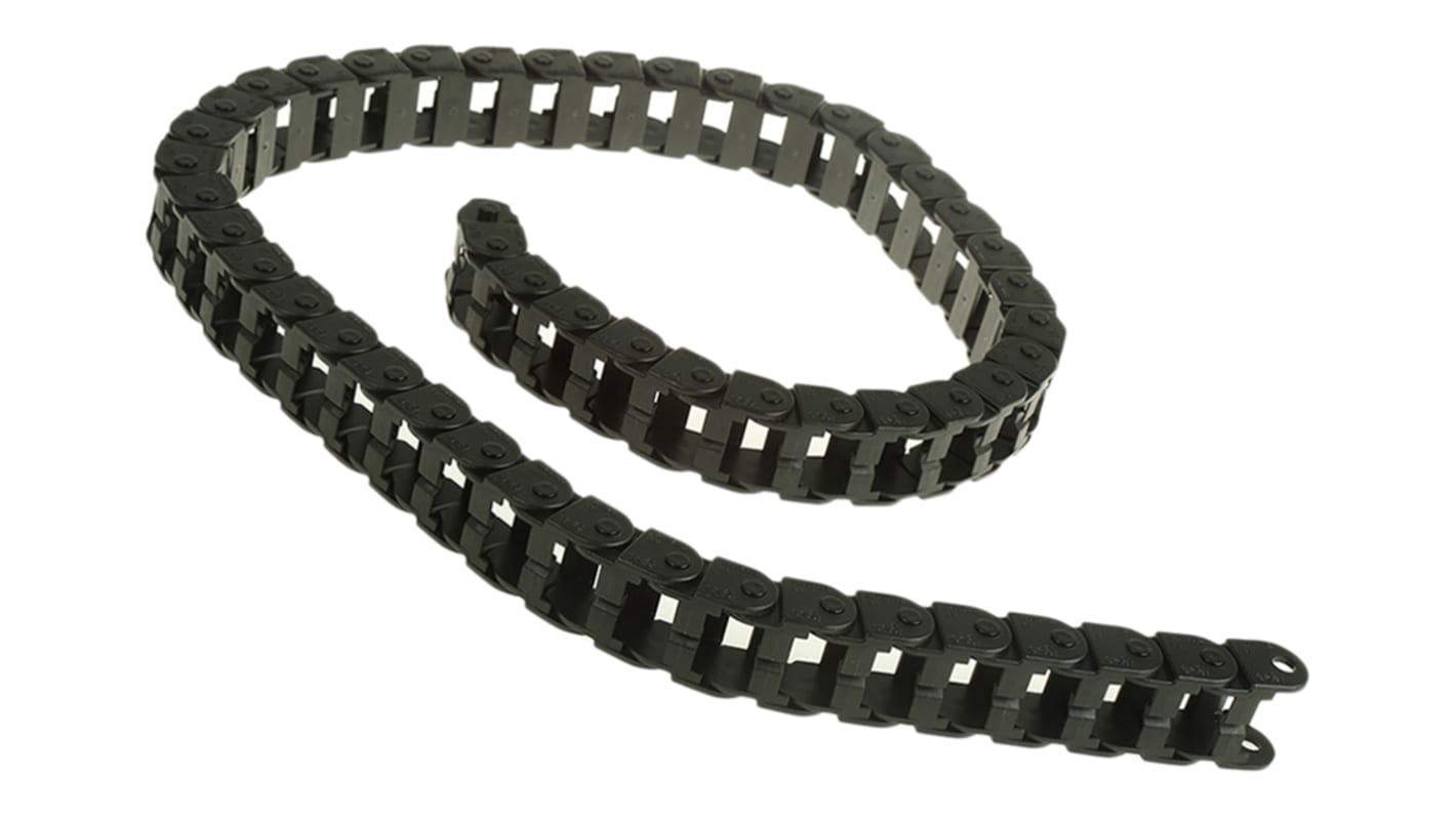 Goulotte Igus E08, e-chain, 28,2 mm x 19.3mm x 1m Flexible, en Igumid NG Noir