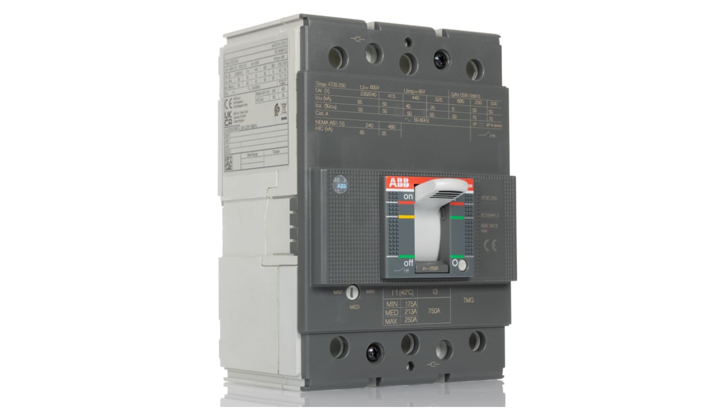 Interruttore magnetotermico scatolato 1SDA068271R1 XT3S 250 TMG 250A FF, 3, 250A, 690V, potere di interruzione 42,5 kA,