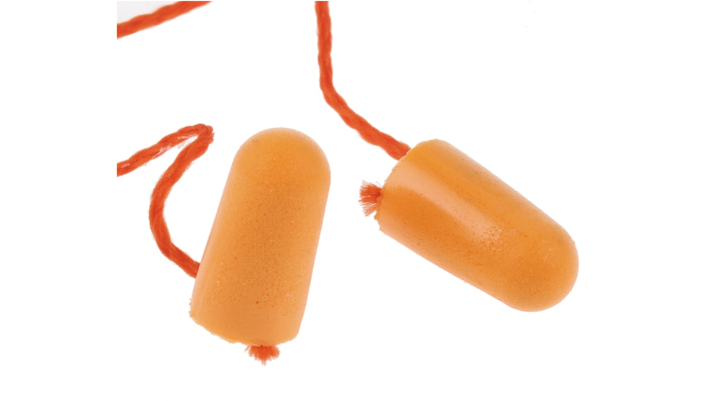 3M 1100 Series Orange Disposable Corded Ear Plugs, 35dB Rated, 100 Pairs